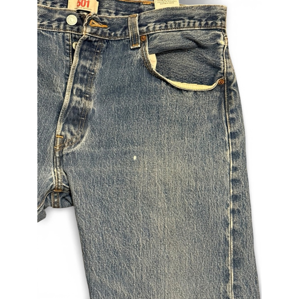 Vintage Y2K Levi’s Men’s 501 Straight Leg Med Wash 38x30 Button Fly Distressed - Picture 3 of 12